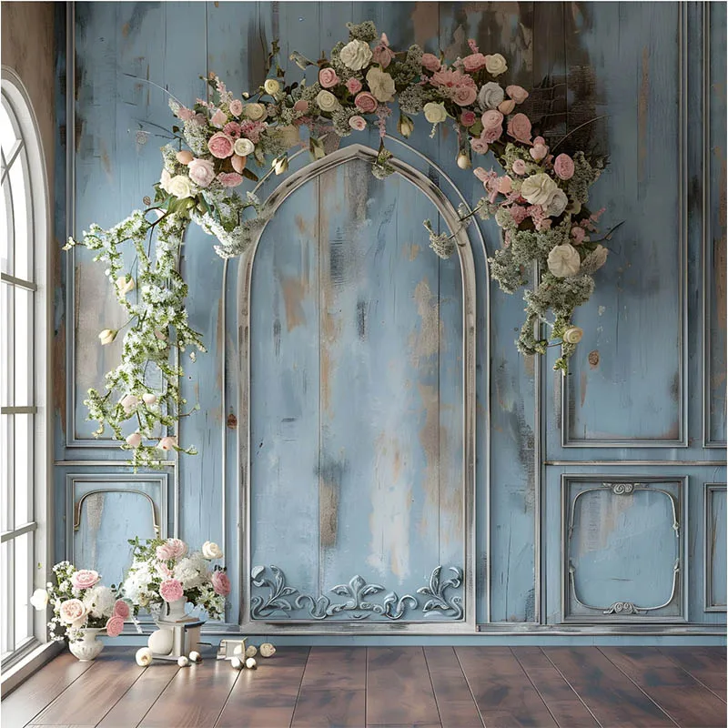 Mehofond Photography Backdrop Flower Door Girl Women Birthday Party Maternity Portrait Wedding Floral Art Texture Background