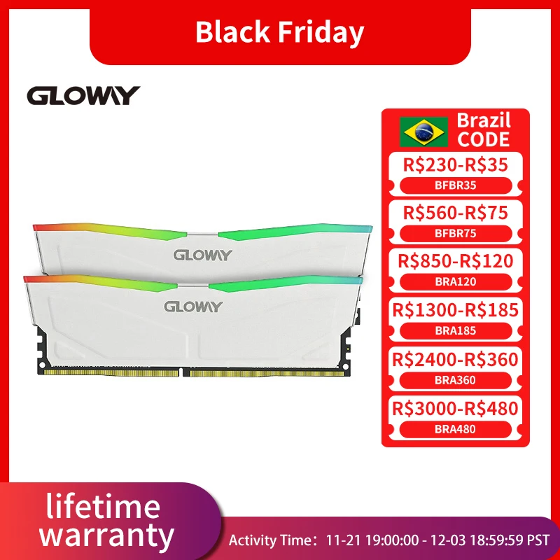 Gloway Memoria RAM DDR4 RGB 8GB 16GB 3200mhz 3600mhz  Dual Channel DDR4 3200mhz Memory Desktop Gaming High Performance Ram