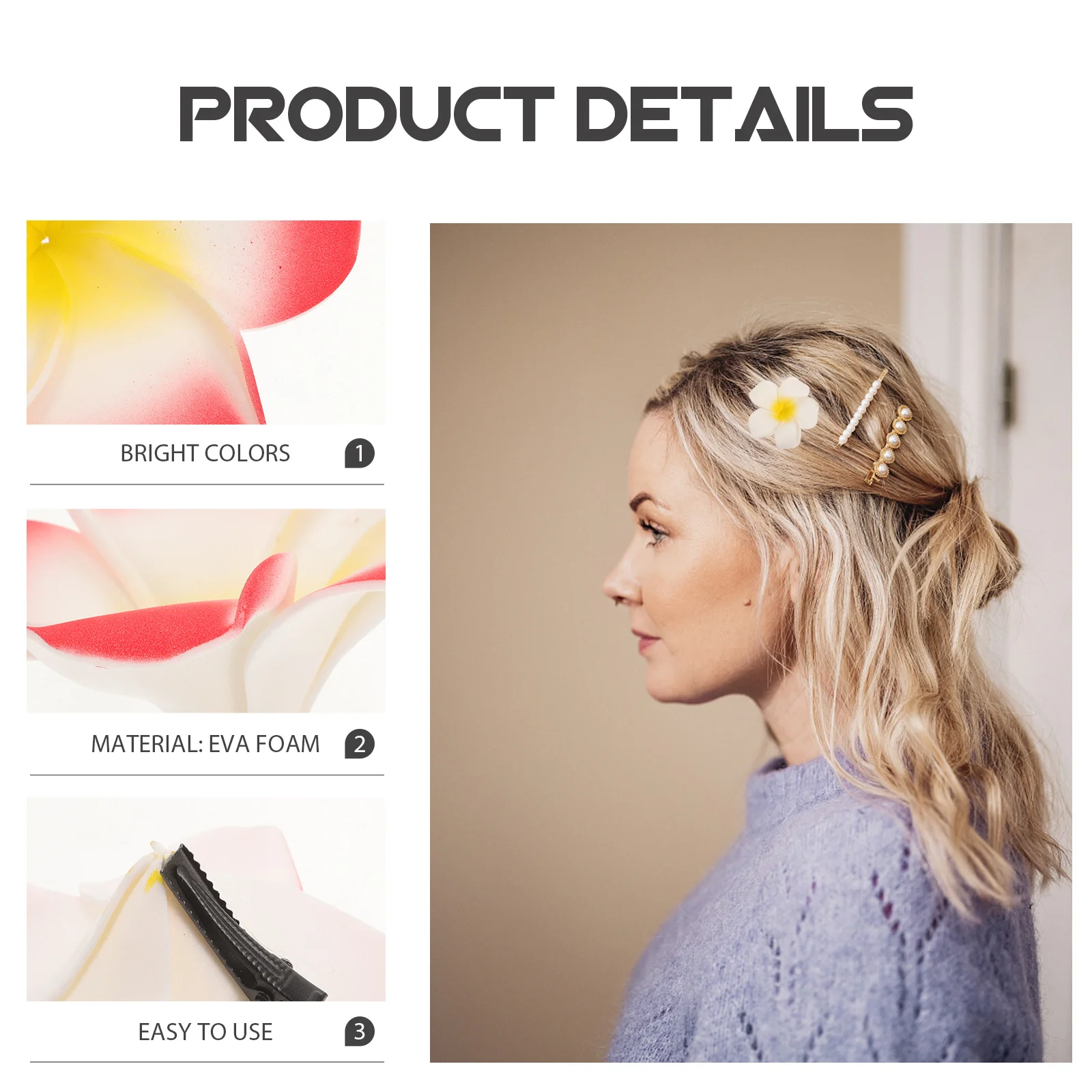 

10Pcs Plumeria Hairpin Hawaiian Artificial Simulation Flower Clips Assorted Colors Summer Beach Wedding Party Accessories Fake