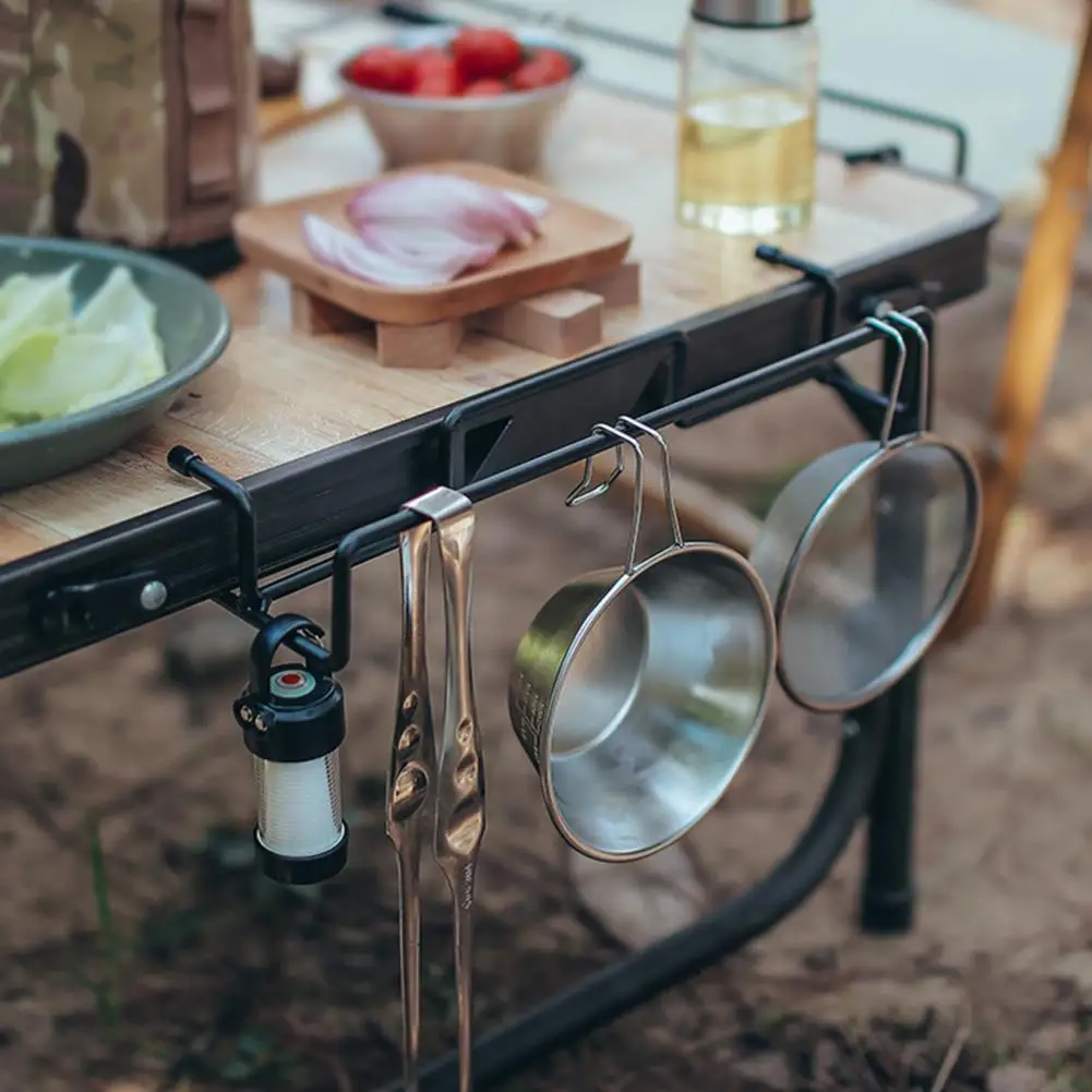 Camping Table Hanging Rack Desk Side Hanger Steel Anti Rust Camping Table Tableware Rack Towel Bag Keys Cups Organizer Hooks