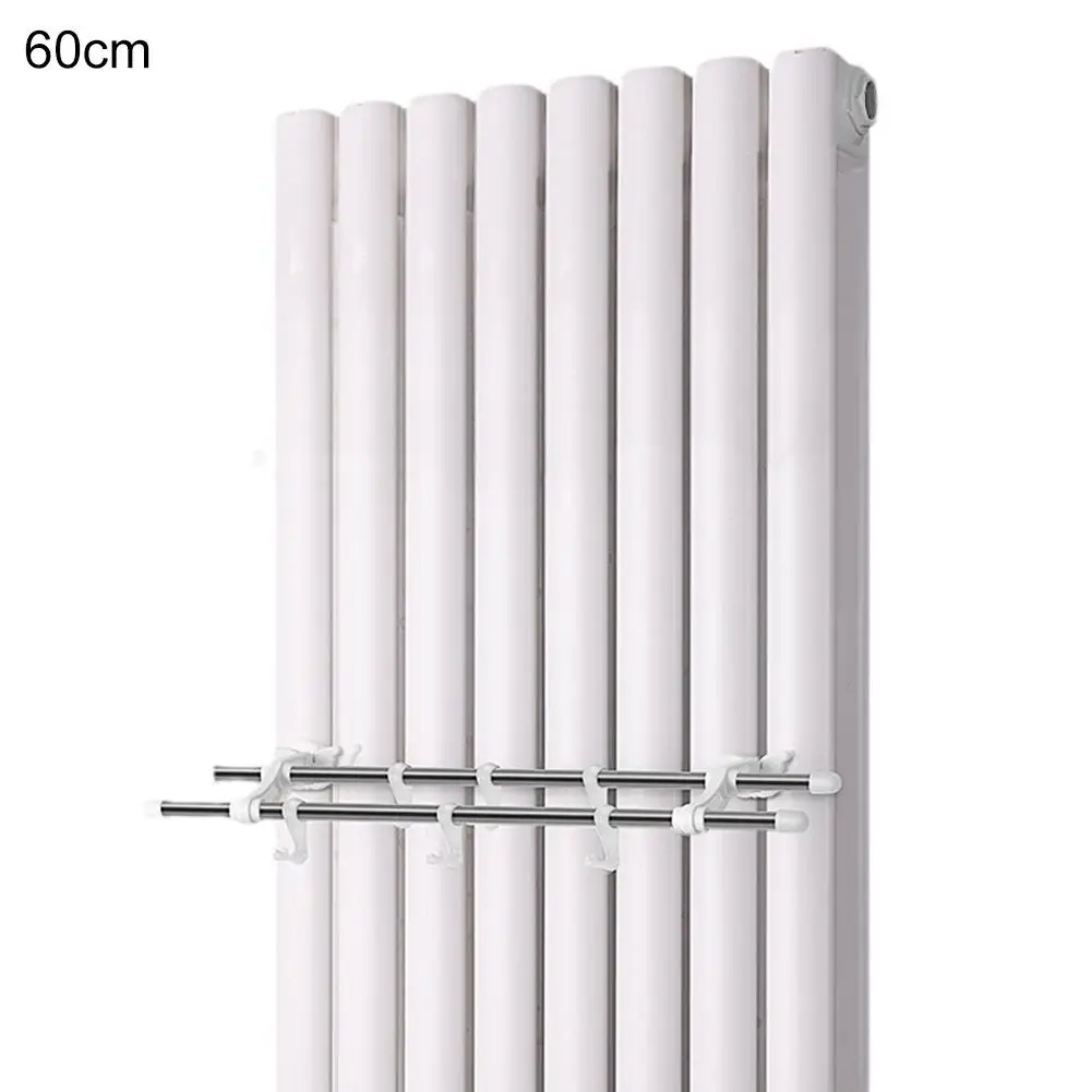 Doubles Pole Radiator Towel Rail With 6 Hooks Strong Load-Bearing Capacity Home Improvement Heating Cooling