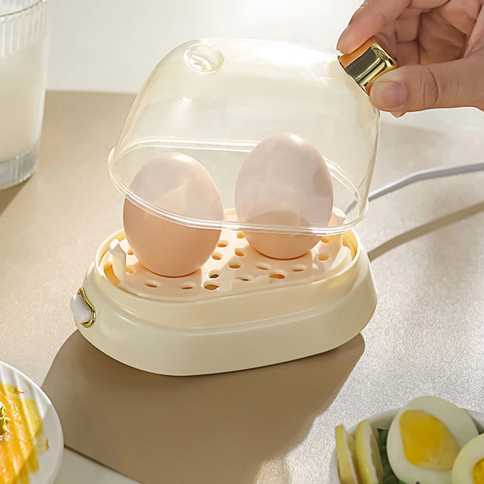 急速卵調理器 2個の卵容量 電気卵調理器 煮卵用 ポーチドエッグ 自動シャットオフ機能付き 家庭用