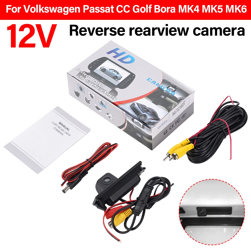 Universal Car Rear View Night Reverse Camera Waterproof HD Wide Degree Angle For VW For Polo 2C Bora Golf MK4 MK5 MK6