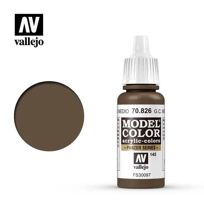 Vallejo Paint Acrylic Model Painted Spanish AV 70826 145 German Camouflage Medium Brown Water-Based Hand Painted 17ml