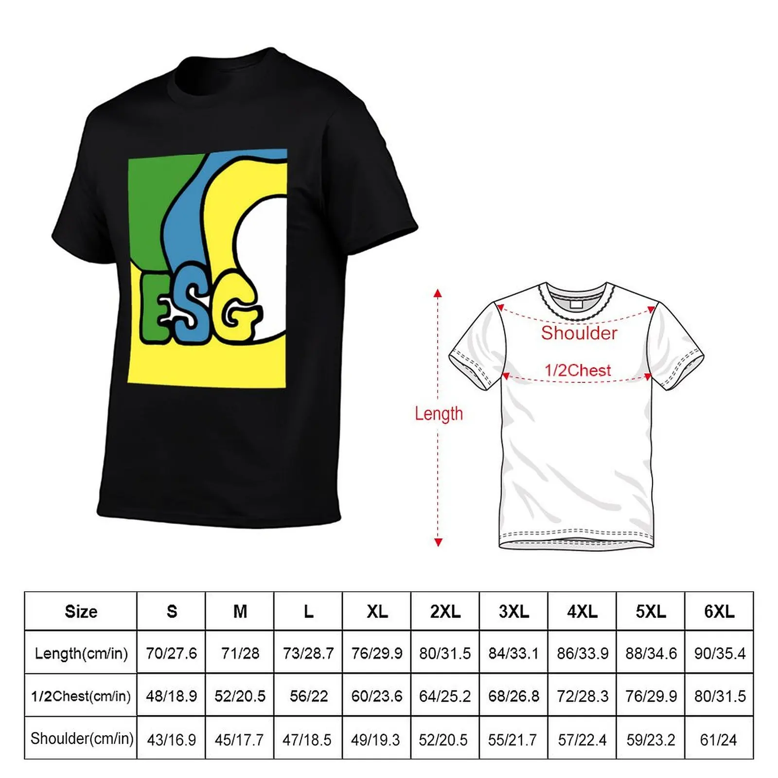 Esg Post Punk تي شيرت تي شيرت رجل عادية تي شيرت للرجل حزمة القطن تي شيرت