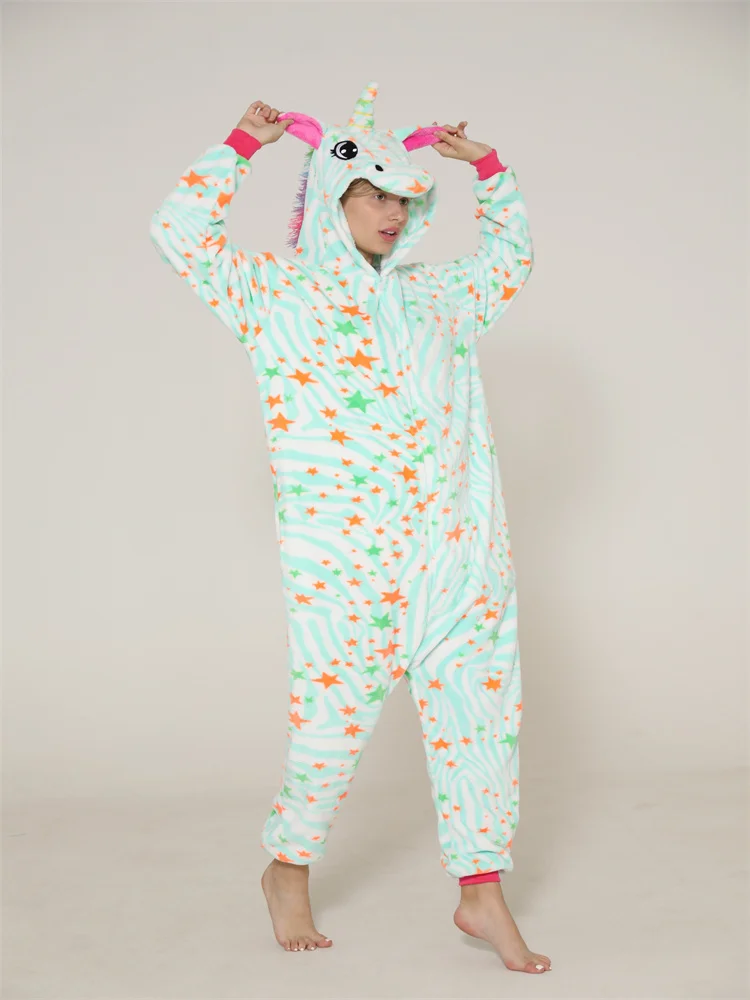 

Autumn and Winter Halloween Cosplay Flannel Thermal Cartoon Hooded Unicorn Onesie Housewear One-piece Pajamas