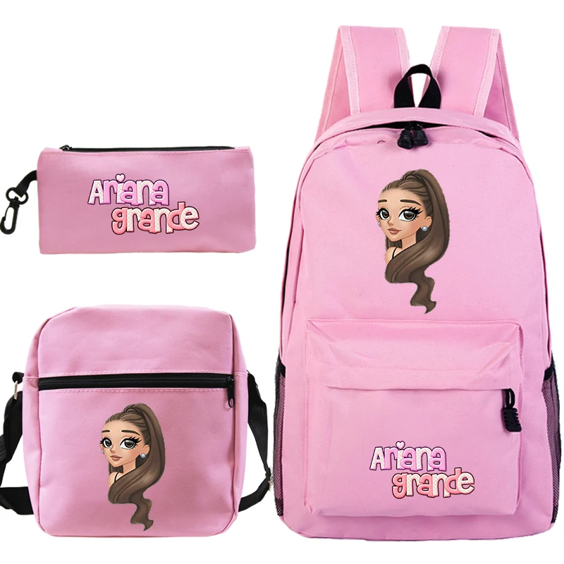 Imagem -05 - Moda Ariana Grande Mochila Peças Conjunto Meninos Meninas Bolsa de Escola Crianças Livro Mochila Presente Mochila Mais Shouder Bolsa Mais Caneta na