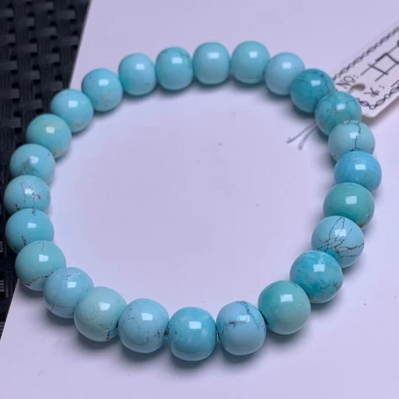 Natural Raw Ore Turquoise Bracelet round Beads Old Type Men's and Women's Rosary Bracelets 108 Bead Accessories