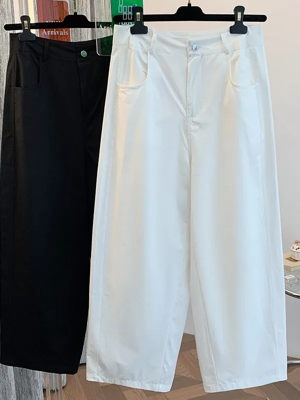 

Женские летние брюки с высокой талией, больших размеров, универсальные, стройнящие, в стиле «коса», длиной до щиколотки, простые, элегантные, для повседневной носки