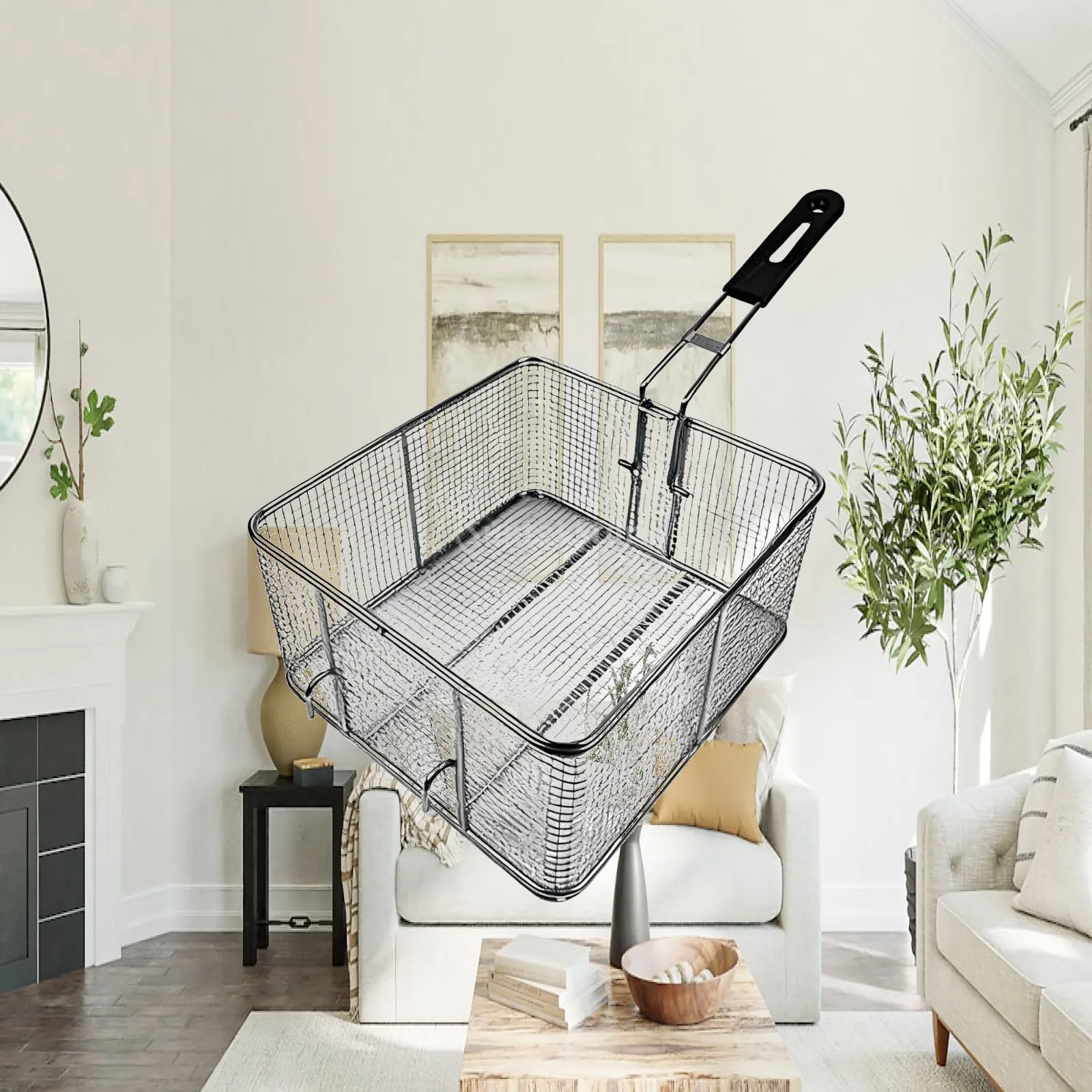 Professional Frying Basket Stainless Steel Mesh Deep Fryer Insert for Home and Commercial Kitchens