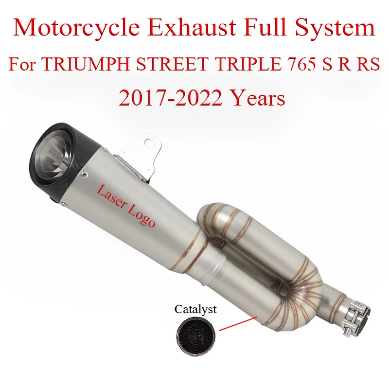 

Motorcycle Exhaust Full System Link Pipe For TRIUMPH STREET TRIPLE 765 S R RS 2017-2022 Modified Muffler Moto Escape Motorcross