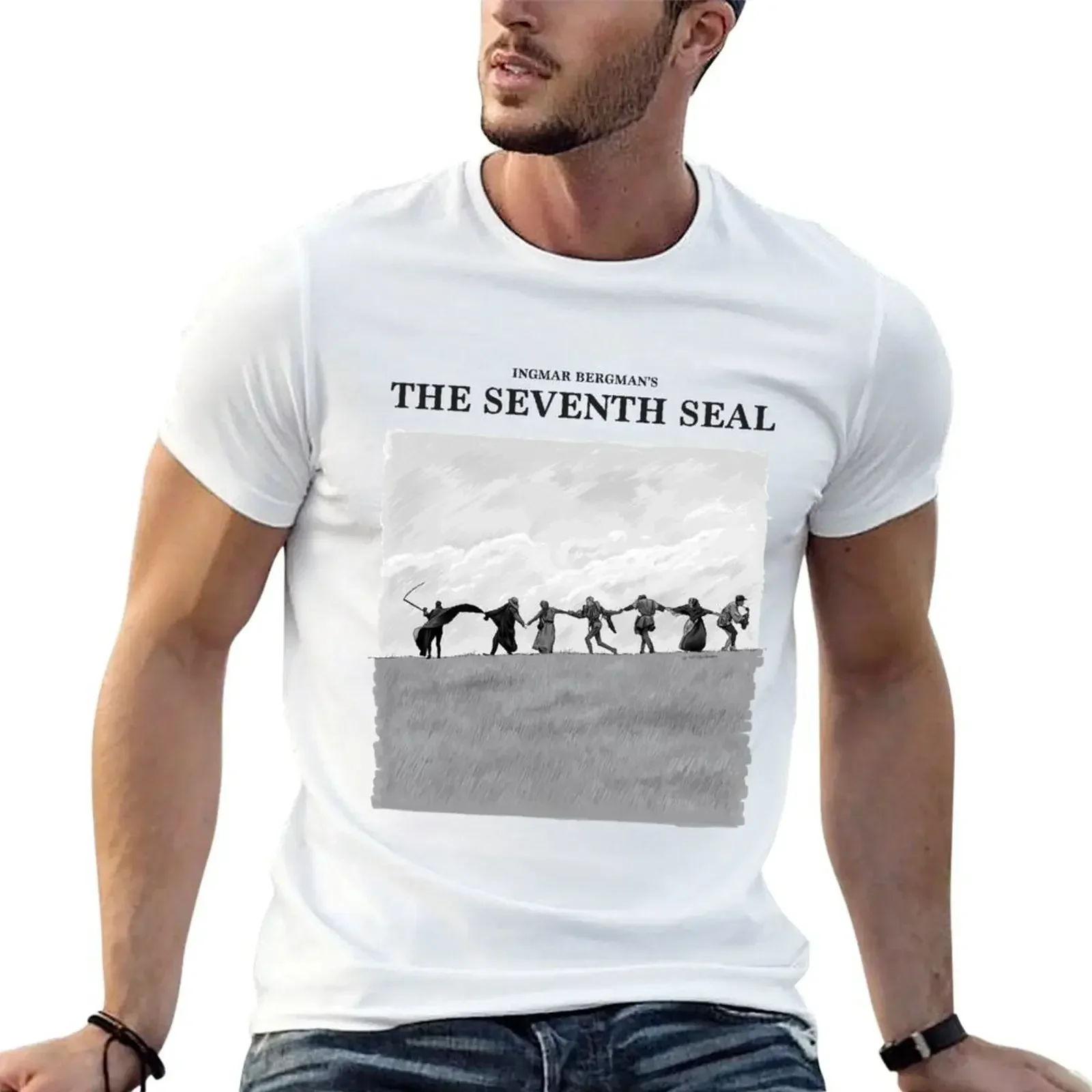 The Seventh Seal Illustration by Burro T-Shirt basketball graphic tees korean fashion man t shirt men tshirt