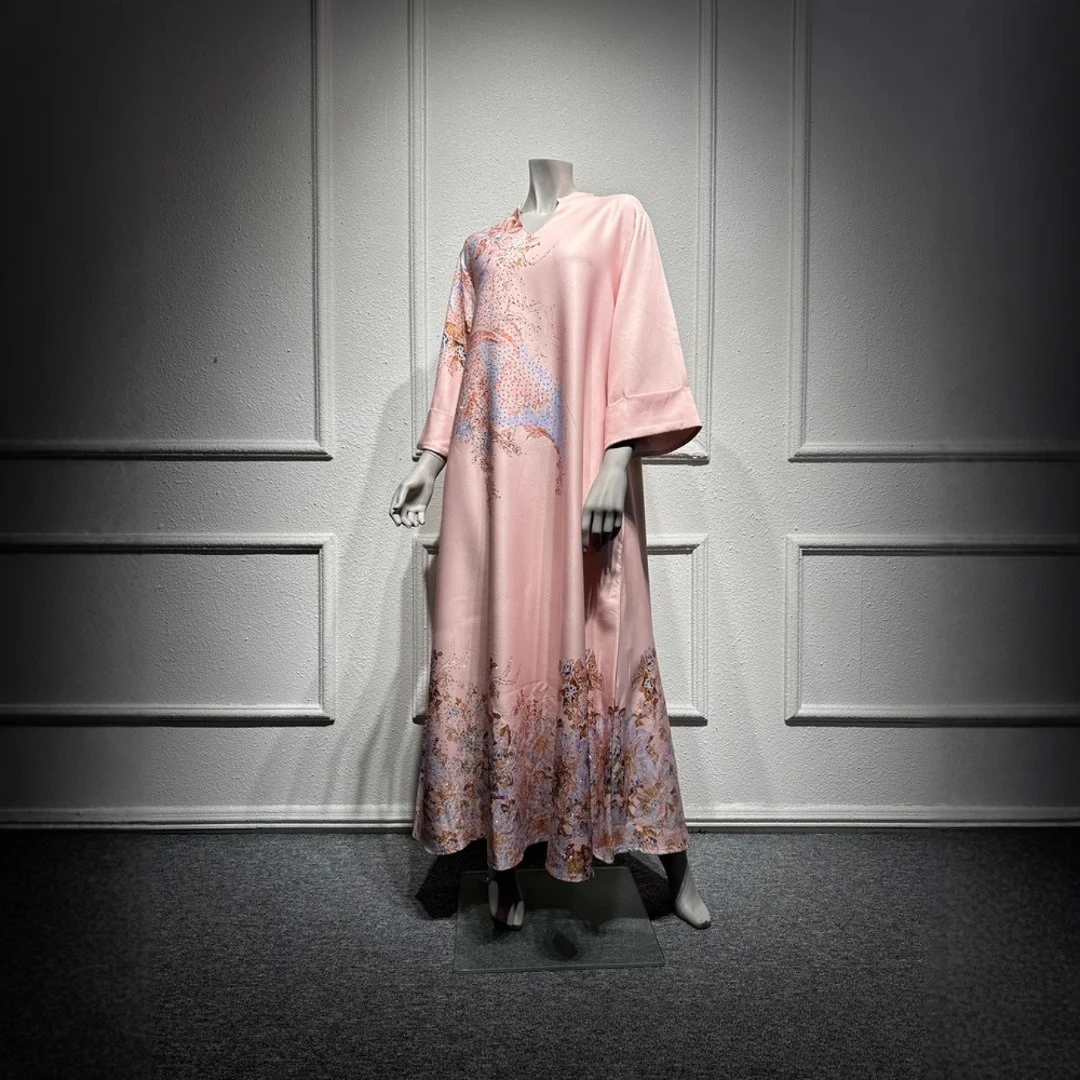 

Abaya Dress Eid Muslim Women Print Dresses Jalabiya Diamonds Vestidos Arab Long Robe Ramadan Morocco Dubai Abayas Kaftan 2025