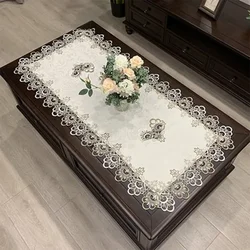 Rectangle Tablecloth European Embroidered Coffee Tea Table Cloth Hollow Carved Home Textile Decoration Accessories 50*100cm