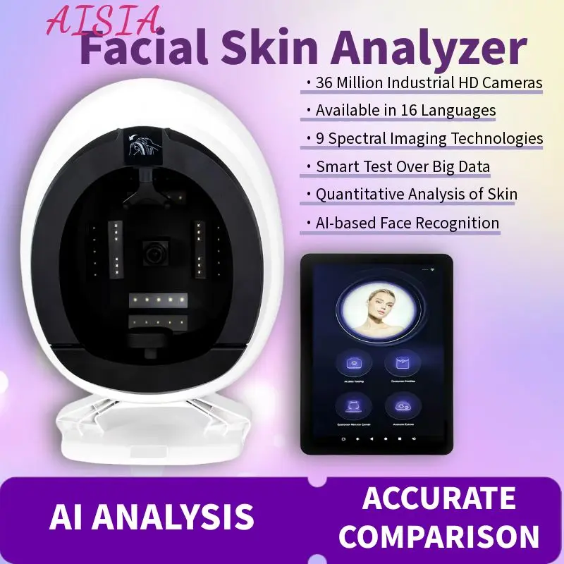 Facial Skin Analysis Machine 15.6-inch 36 Million PX Dual HD Camera AI Technology 8 Spectra To Analyze Precise Analysis Result