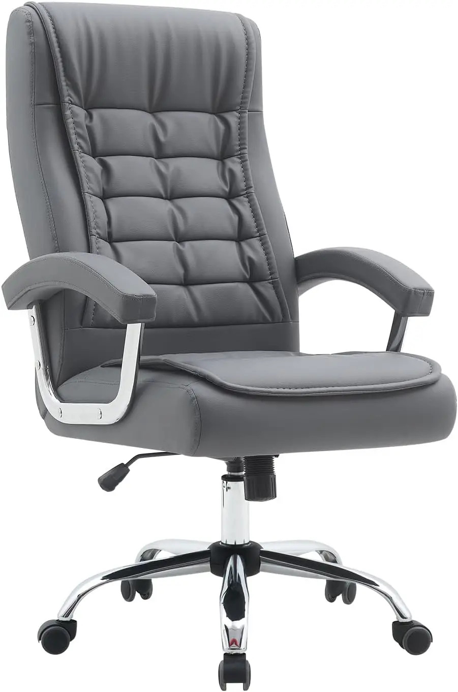 Executive Office Chair Adjustable Leather W/ Padded Armrest 350lbs Task Chair Spring Seat Computer Desk Chair for Home Office