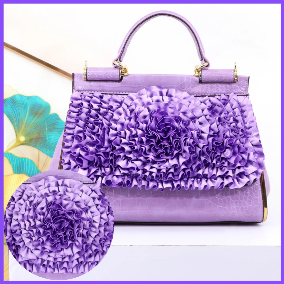 

Newest Handbag for Women Fashion Ladies Bag Top Selling Handbag Luxury Crocodile Elegant Ladies Bag Lotus Leaf Female Bag