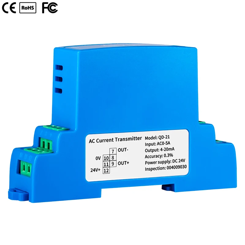 AC 1A 2A 3A 5A 10A DC24V Current Transducer Converter 0-9A 0-10A to 4-20mA 0-20mA 0-10V 0-5V AC Current Transmitter Sensor