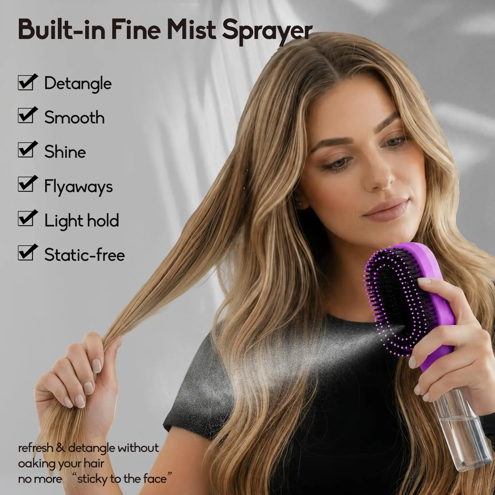 Sprayer Brush 2 in 1 Multi-functional Spray Bottle Comb with Water Spray Detangling Styling Salon Fluffy Modeling Comb