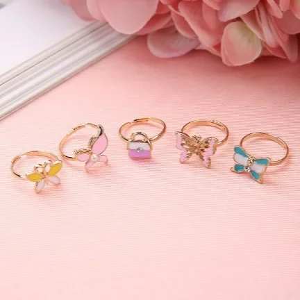 New Unicorn Korean Children\'s Jewelry Alloy Ring Cartoon Cute Children\'s Ring Cute Beautiful Mix Adjustable