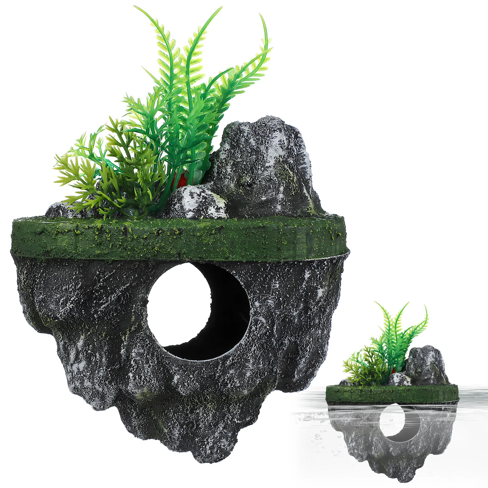 

Floating Stone For Aquarium Lifelike Resin Fish Hideout Safe Durable Waterproof Lightweight Rock Cave Shelter Pond Landscape