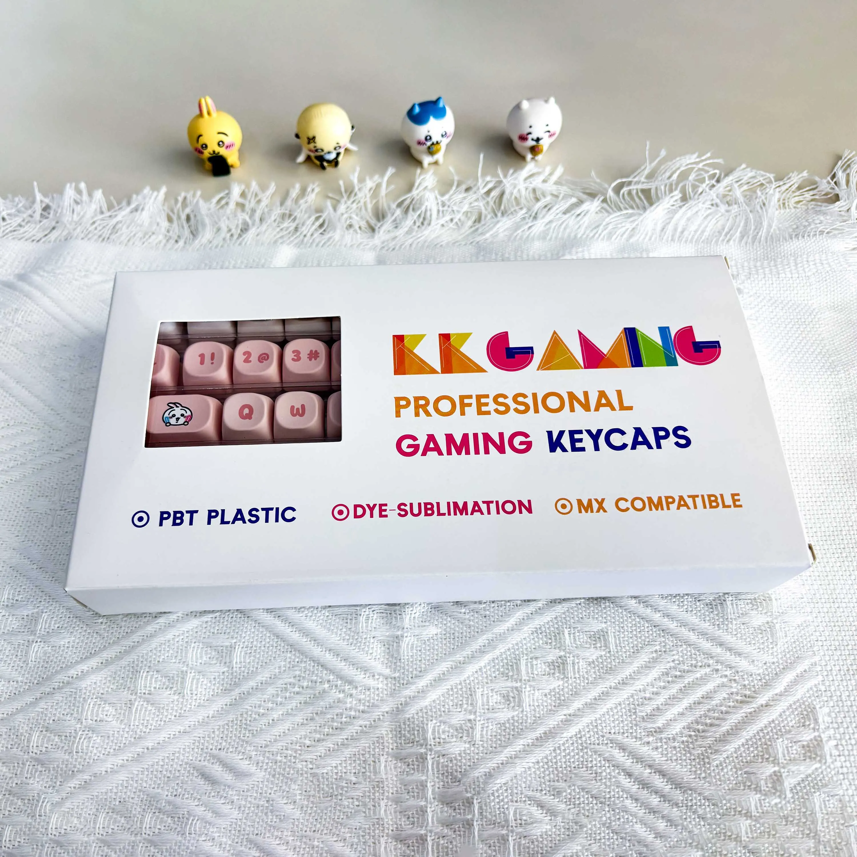 Cheer-Up Usagi Keycaps MOA Profile PBT Material Kawaii Keycaps أغطية مفاتيح متينة مع تصميم أرنب لطيف