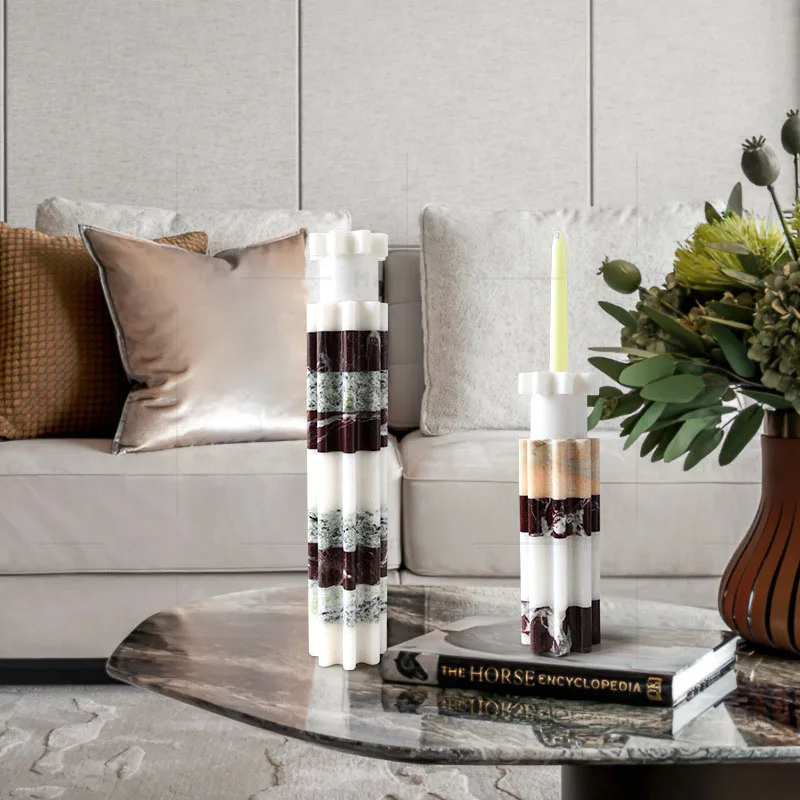 Real Marble Candle Holders for Candlesticks Luxury Taper Candle Holders for Table Centerpiece Wedding Home Decor