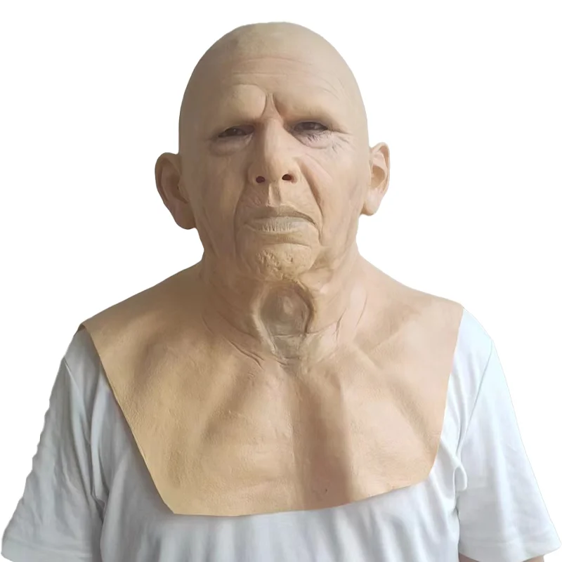 

Real Character Mask Fierce Bald Grandpa Mask Headgear Cosplay Real Grandpa Dress up Mask Headgear Halloween Headgear Latex Mask