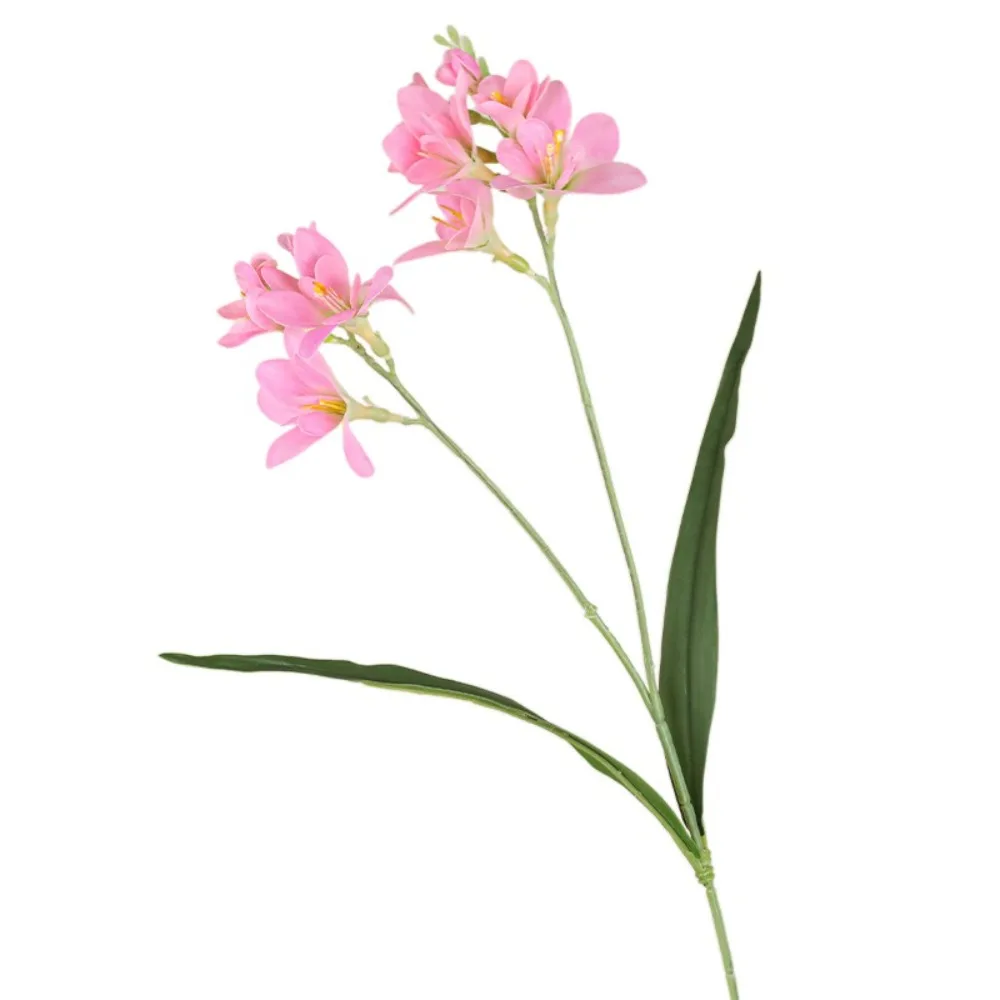 2 شوكة زهور فريزيا الاصطناعية لمسة حقيقية محاكاة واقعية زهرة ويلان اليدوية الزهور وهمية ديكور غرفة المعيشة المنزلي