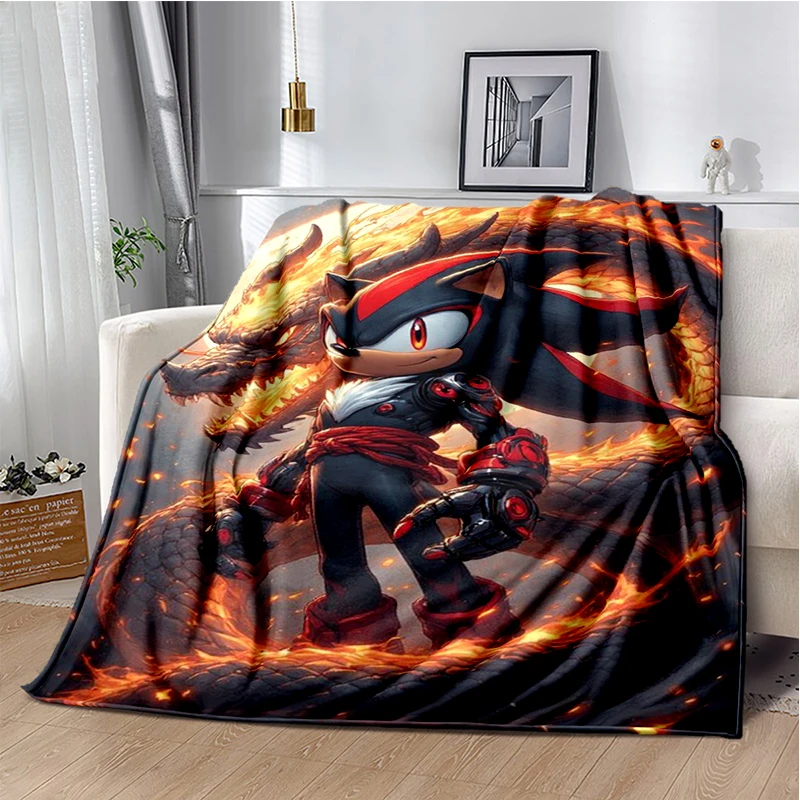Modische S-Sonic Cartoon-Spiel-Flanelldecke, weiche, warme Decke für Schlafzimmer, Wohnzimmer, Bett, Reisen, Camping, Picknick, Kindergeschenk