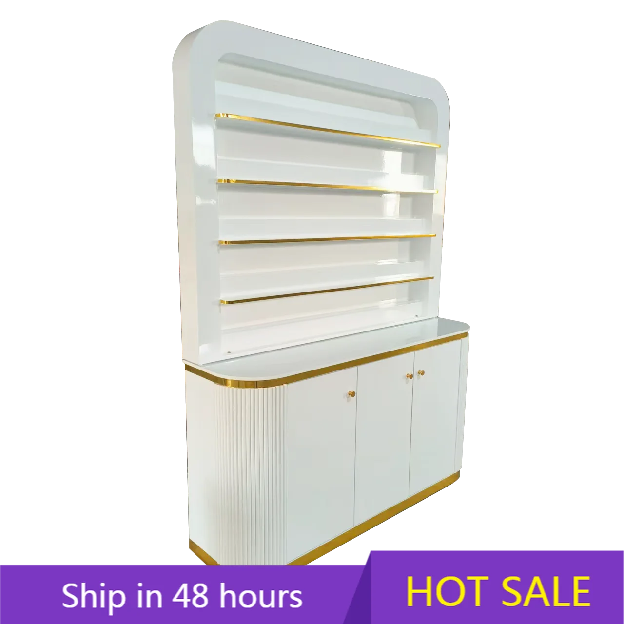 

YTYIN Custom Wooden Nail Polish Wall Stand Rack Display Cabinet with Double Storage for Nail Salon Furniture