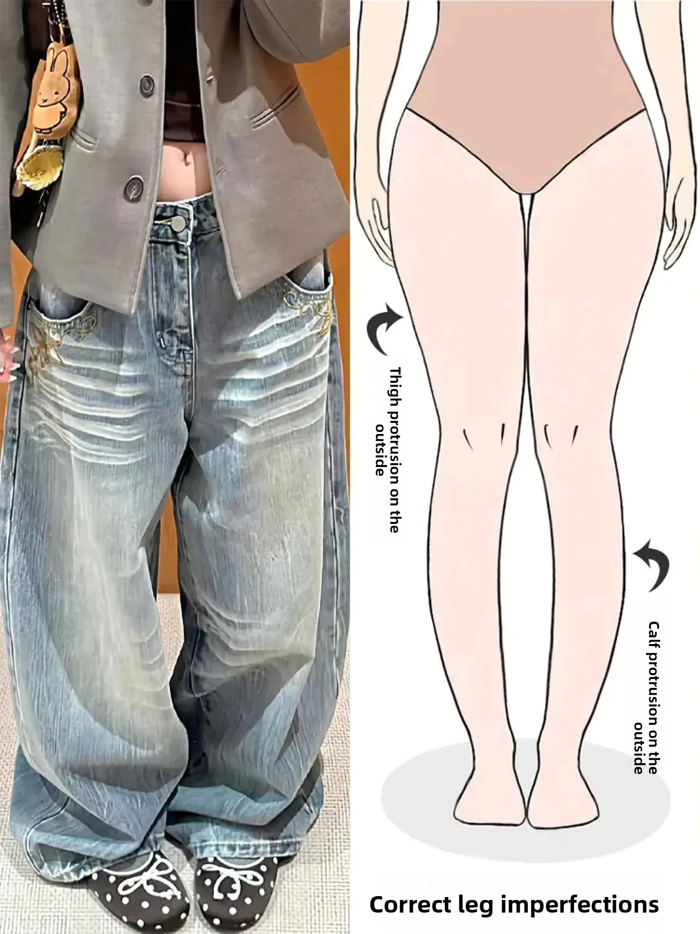 

Retro Pocket Embroidered Loose Women's Jeans High Waist Straight Leg Pants for Pear Shaped Body Design Casual Autumn New Style