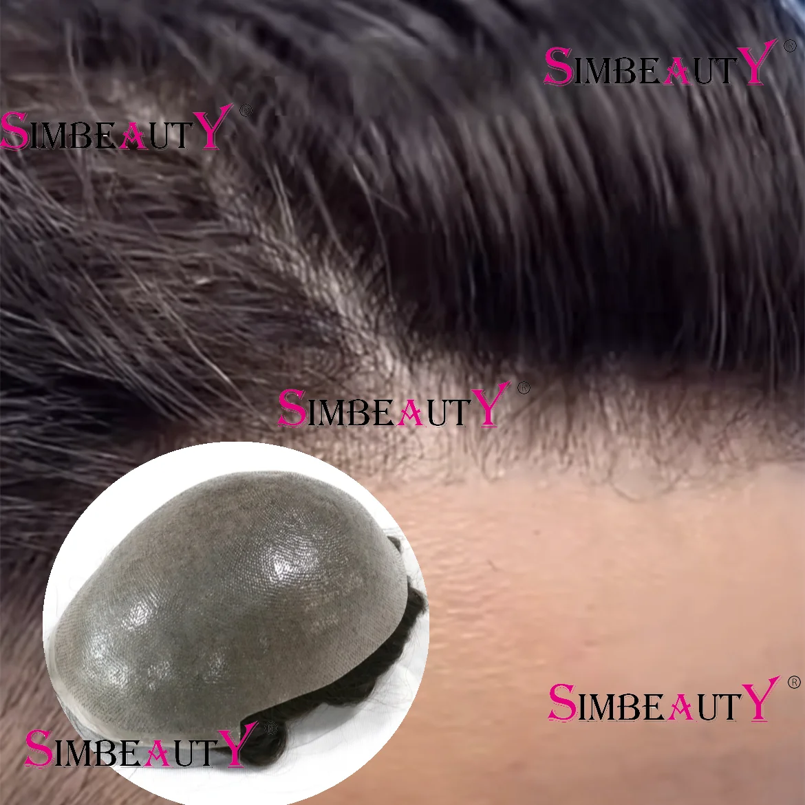 Natural Hairline 1b40 0.06mm  Grey Super Durable Thin Brown Human Hair Wigs Men Toupee Microskin Skin Pu Capillary Prosthesis