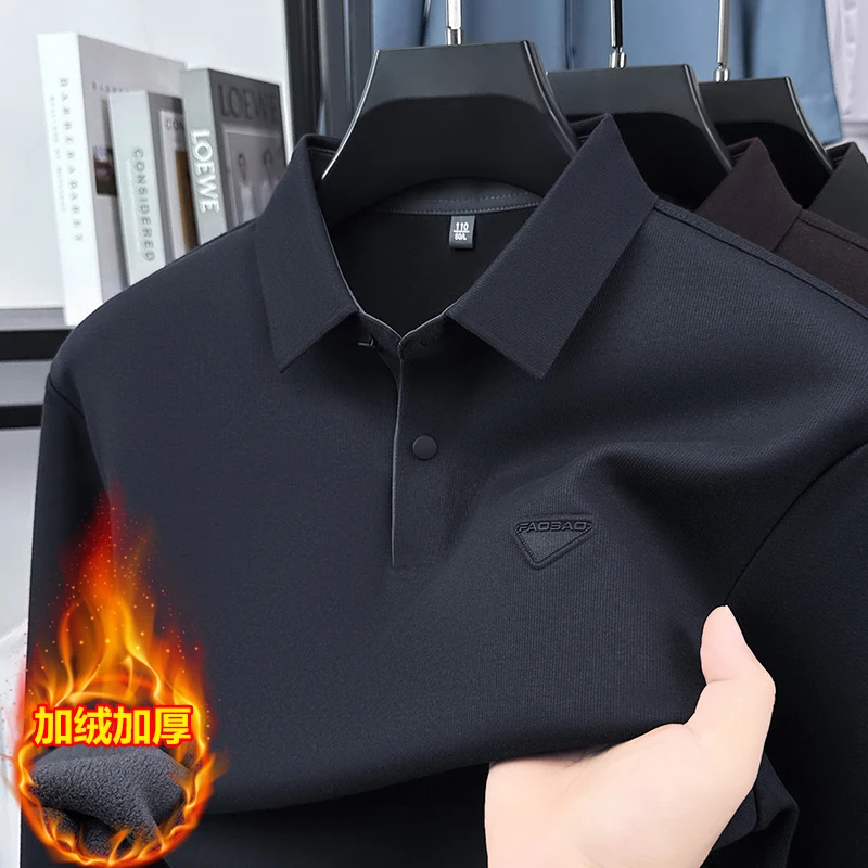 

Мужская осенне-зимняя толстая рубашка поло с флисовой основой, воротником для тепла и цельным флисовым верхом, внутренний слой