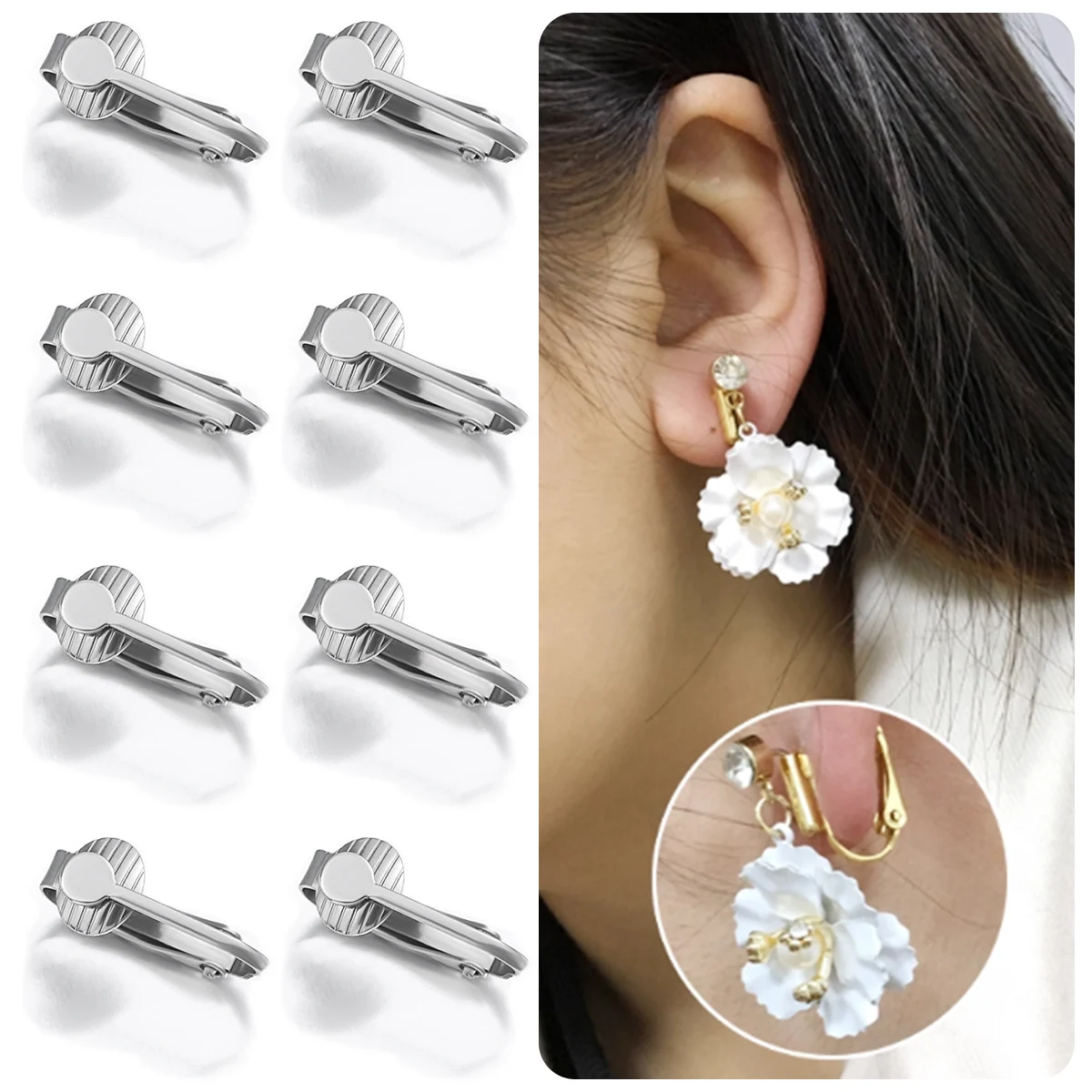 

10/20pcs/lot Stainless Steel Earring Hooks Clasps Settings Simlple Earrings Clips for DIY Earrings Ear Jewelry Making
