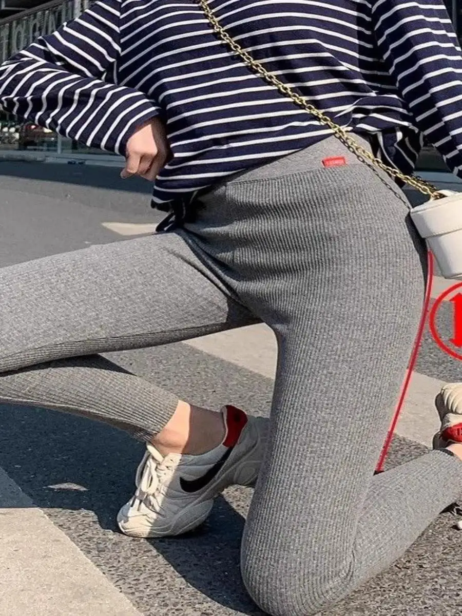 

Korean Sle Versatile Thiened Fce Lined Slim Fit Yoga Pants Women's Outerwear Autumn Winter Tight Elastic Fitn Gym P...