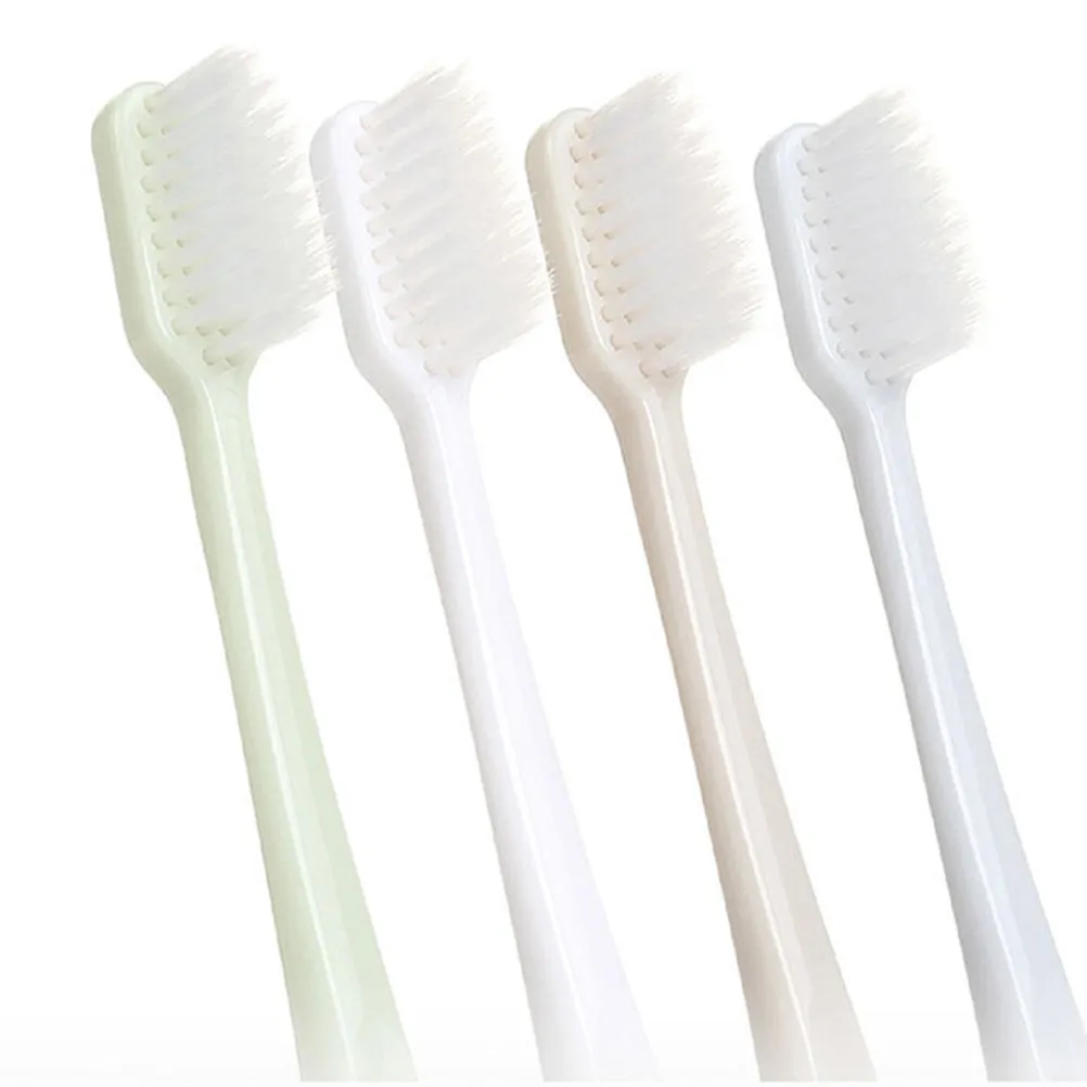 4Pcs Anti-Bleeding Toothbrush Plastic Bristle Toothbrushes for Adults Grey Blue Natural Antibacterial Handle Ergonomic Design