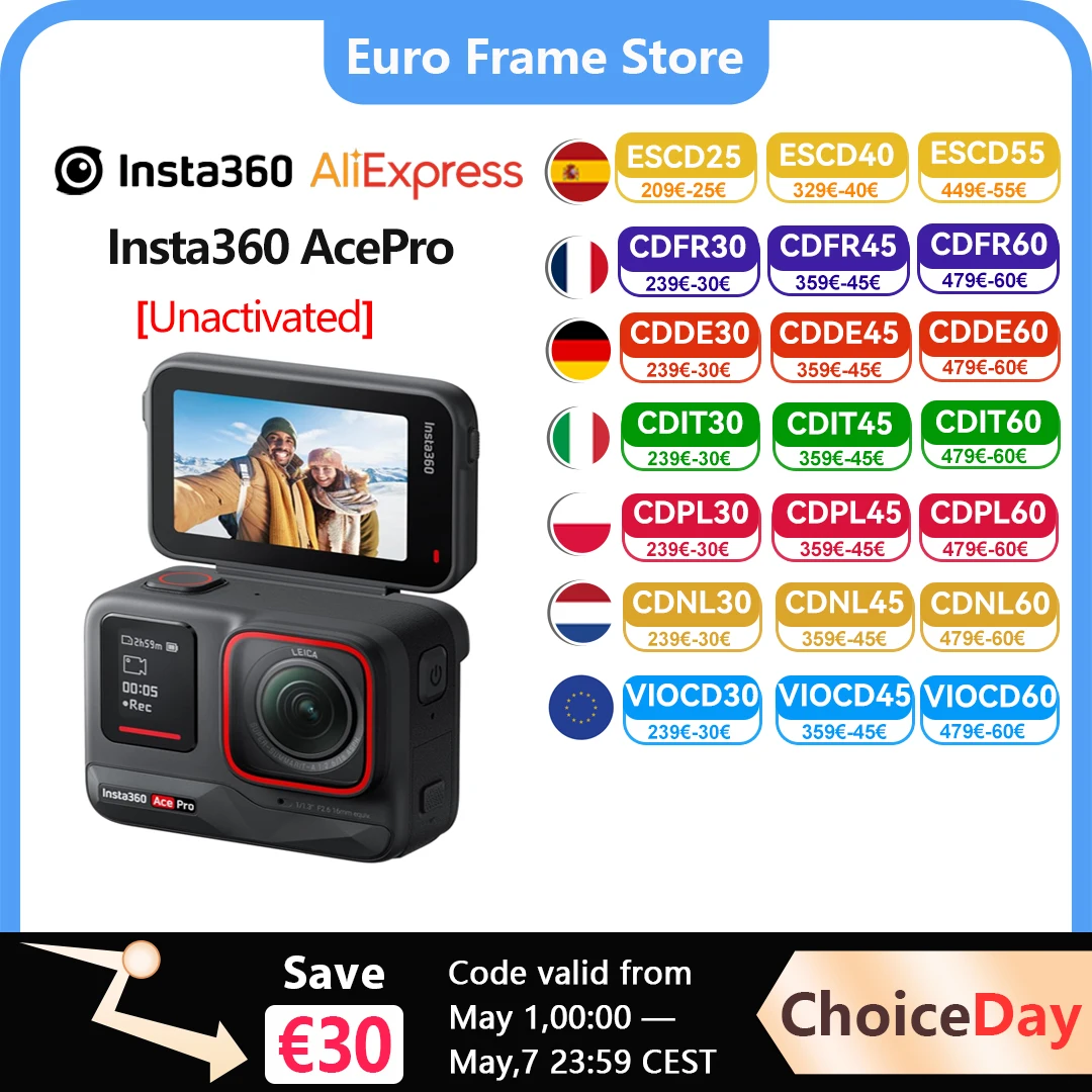 Insta360 Ace Pro Action Camera With Leica 1/1.3" Sensor 2.4'' Flip Touchscreen 8K HDR Magnetic Mount Waterproof