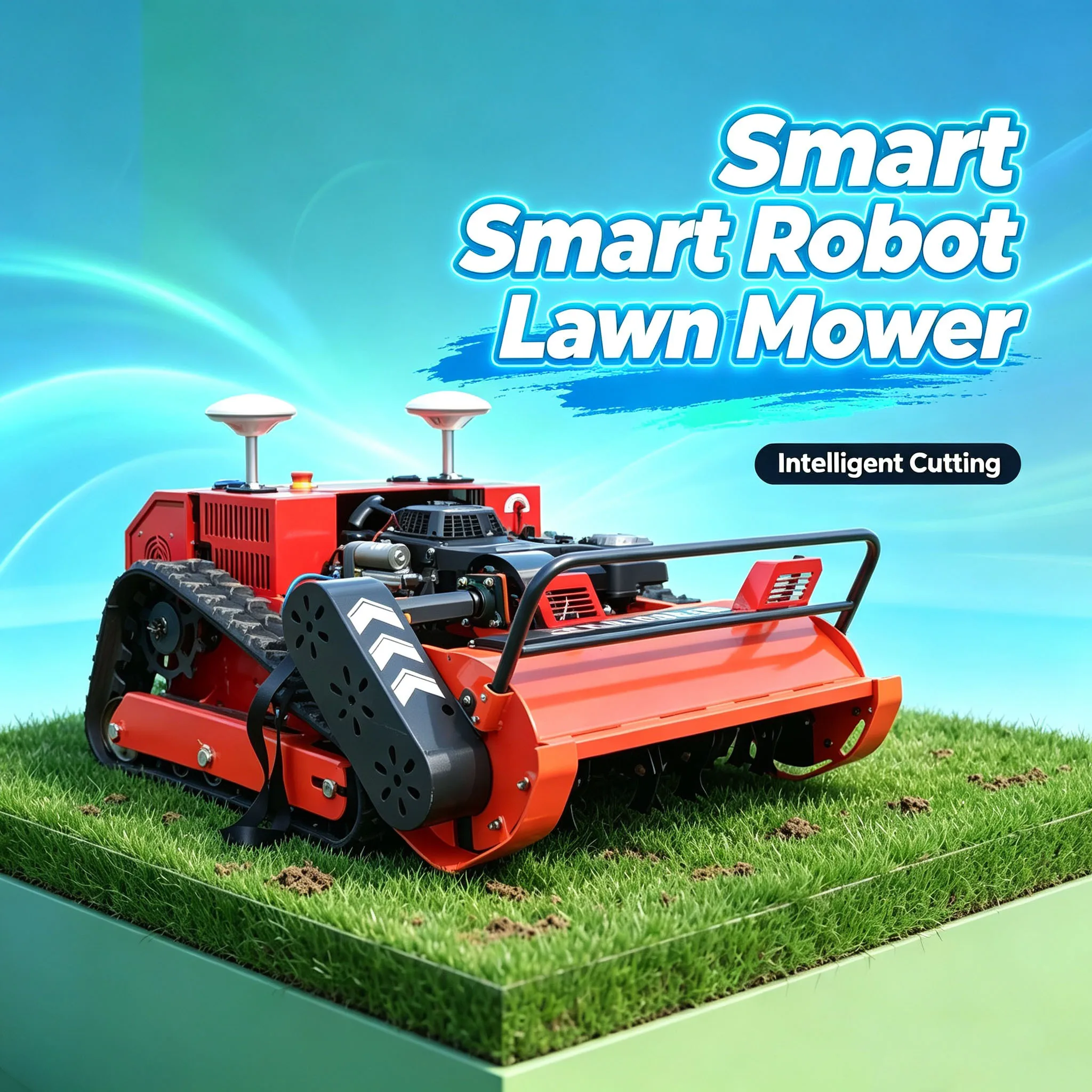 Customized one key start rc lawn mower robot 1000s, 550GPS real-time positioning ensures safe 550mm mowing on hillsides