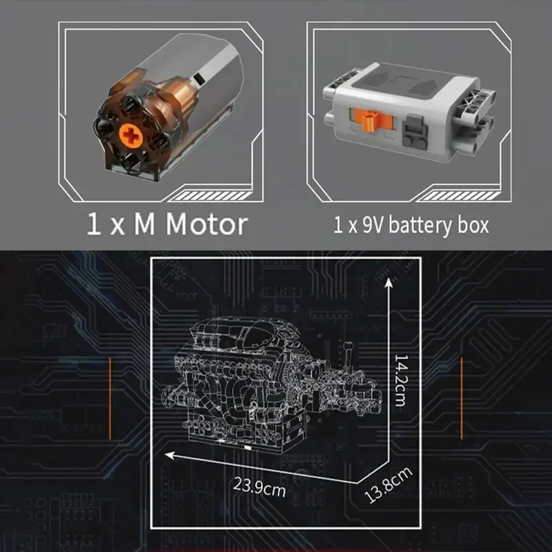 Mould King 10226 FE Supercar V12 Engine Model - 863PCS Building Blocks Kit, Perfect Christmas/Birthday Gift for Car Enthusiasts