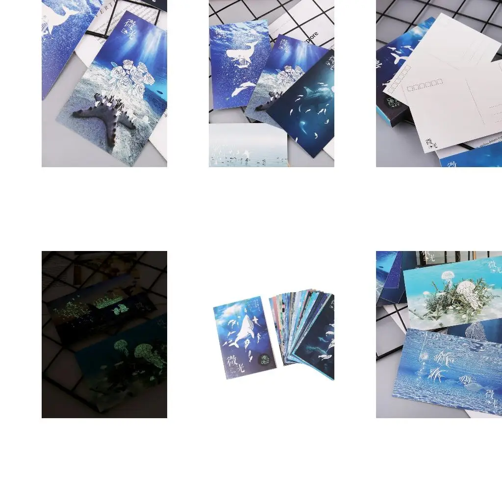 30Pcs Ocean Themed Postcard Post Card Sea Creature Post Card Light up Postcard Greeting Card for Kid Adult