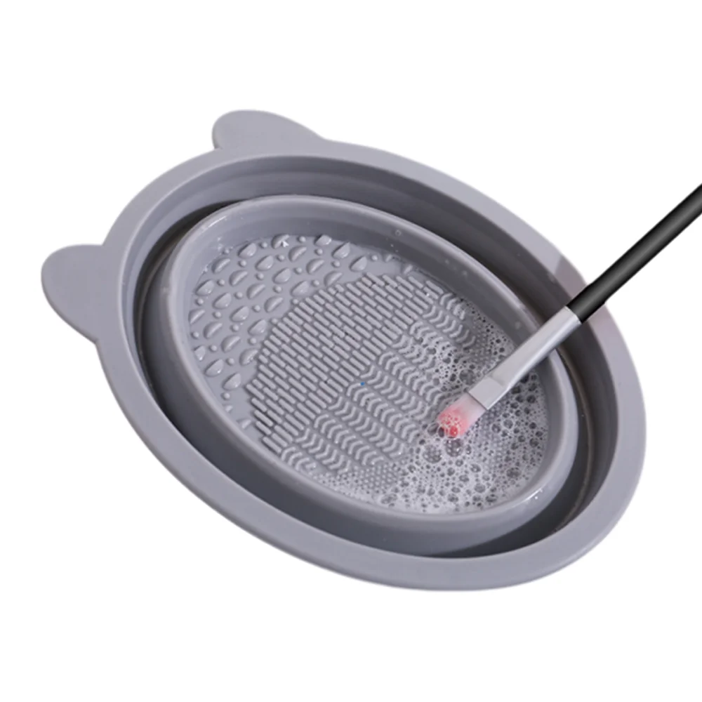 Pennello per trucco Ciotola per pulizia soffio Gel di silice Strumento portatile pieghevole per la pulizia delle uova di bellezza per le donne