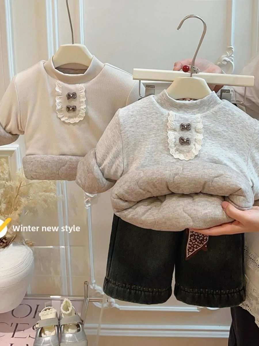 

Теплая хлопковая толстовка-базовый слой для девочек, модная и уютная детская одежда для осени и зимы