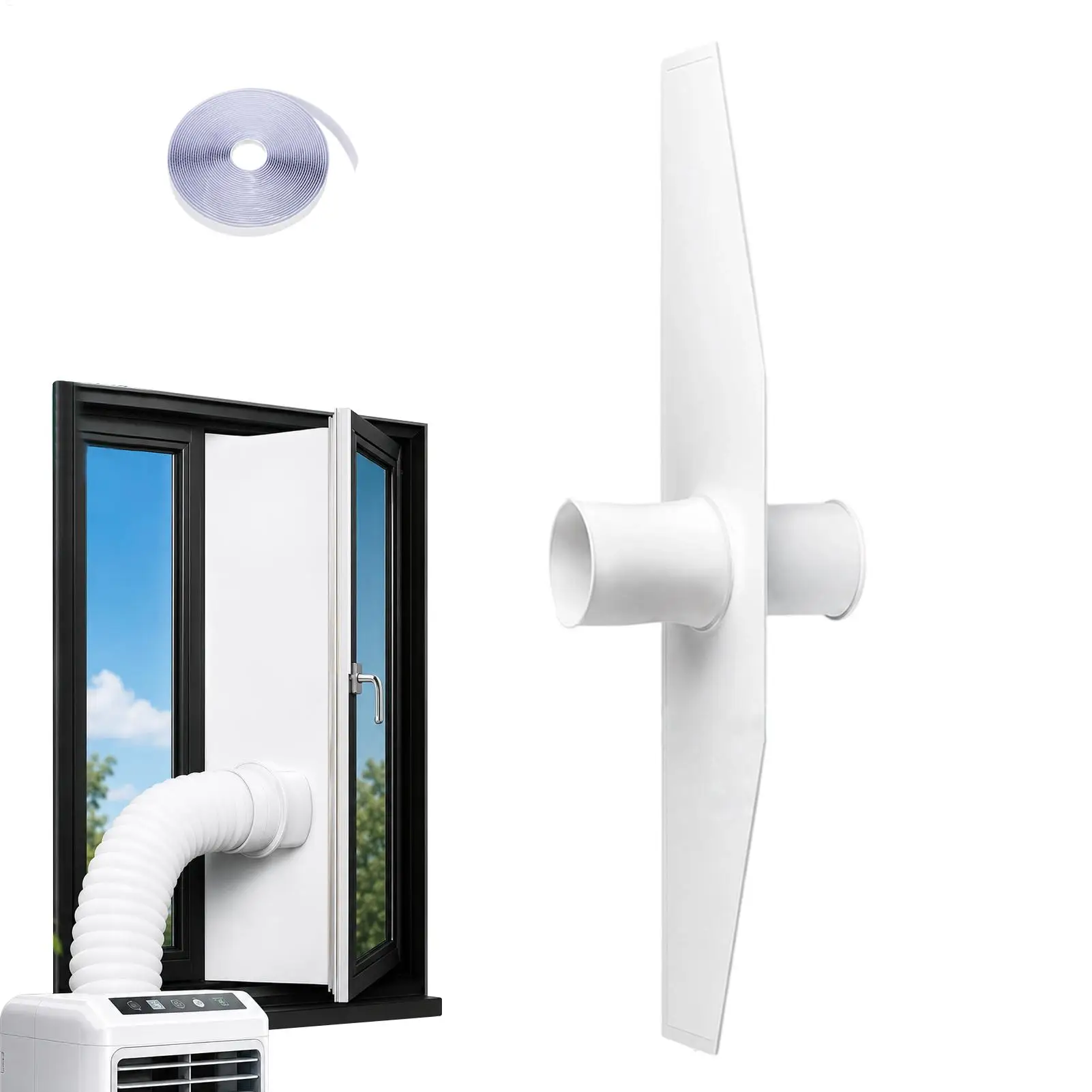 Portable AC Window Vent Kit Waterproof Zipper Opening Insulation Panel Portable AC Unit Window Kit for Indoor Home Kitchen
