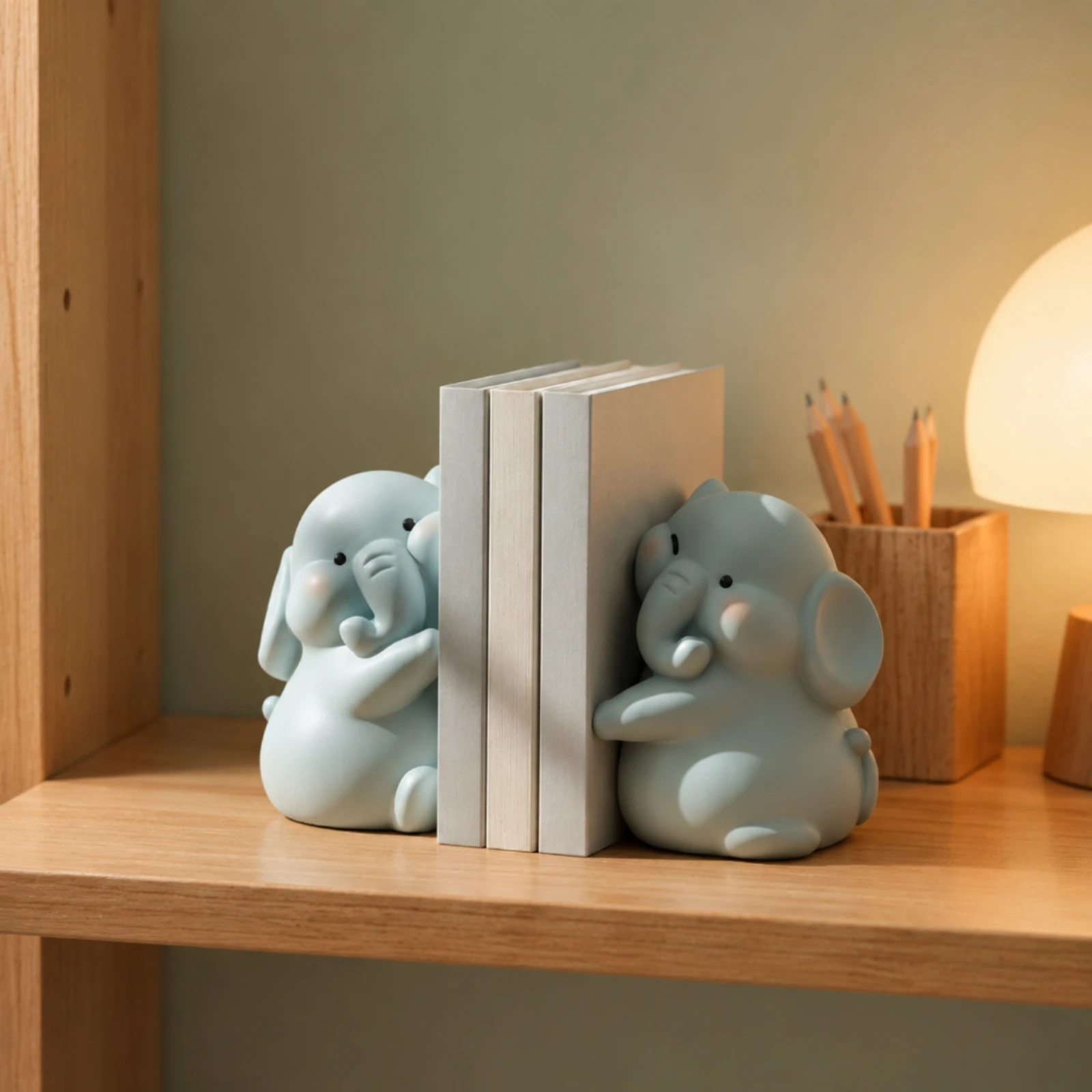 Elephant Decorative Bookends Matte Elephant Bookends for Children, Bookshelf, Nursery