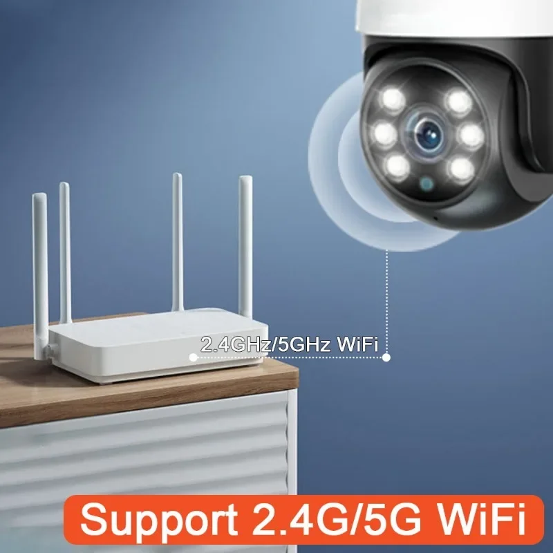 Caméra de permission Extérieure PTZ IP Wifi 5MP, Dispositif de Sécurité Sans Fil, avec Vision Nocturne et Suivi existent