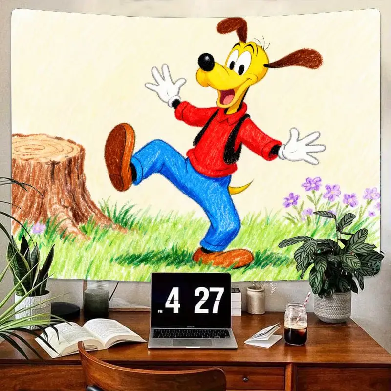 

1 шт., Max Goof, забавный мультяшный гобелен, карандашный эскиз, настенное искусство, полиэстер, декор для гостиной, спальни, общежития, подарок для фанатов детей