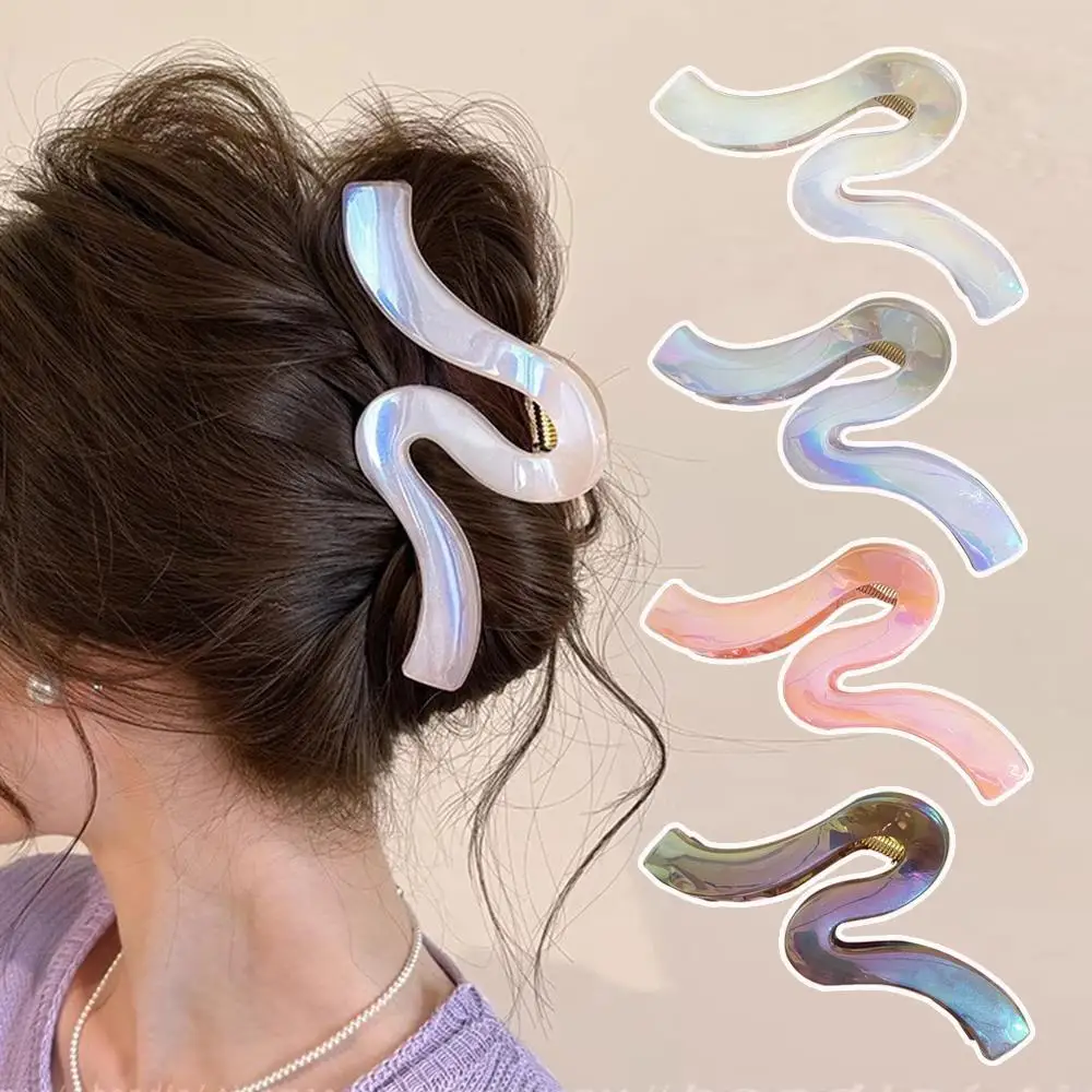 

Colorful Jelly Wave Hair Claw Hairpin Women Girls Fashion Design Sweet Irregular Hair Clip Korean Headwear Gradient Shark Clips