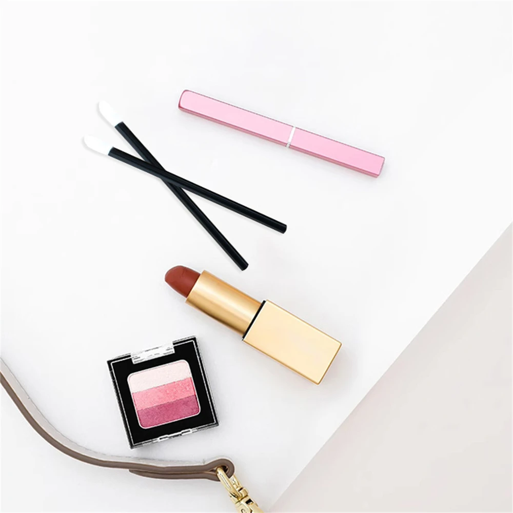 50 قطعة فرشاة الشفاه أدوات ماكياج الجوف الشفاه الصولجانات النايلون ملمع الشفاه عصا قضيب أحمر الشفاه الصولجانات مجموعة أدوات التجميل #1