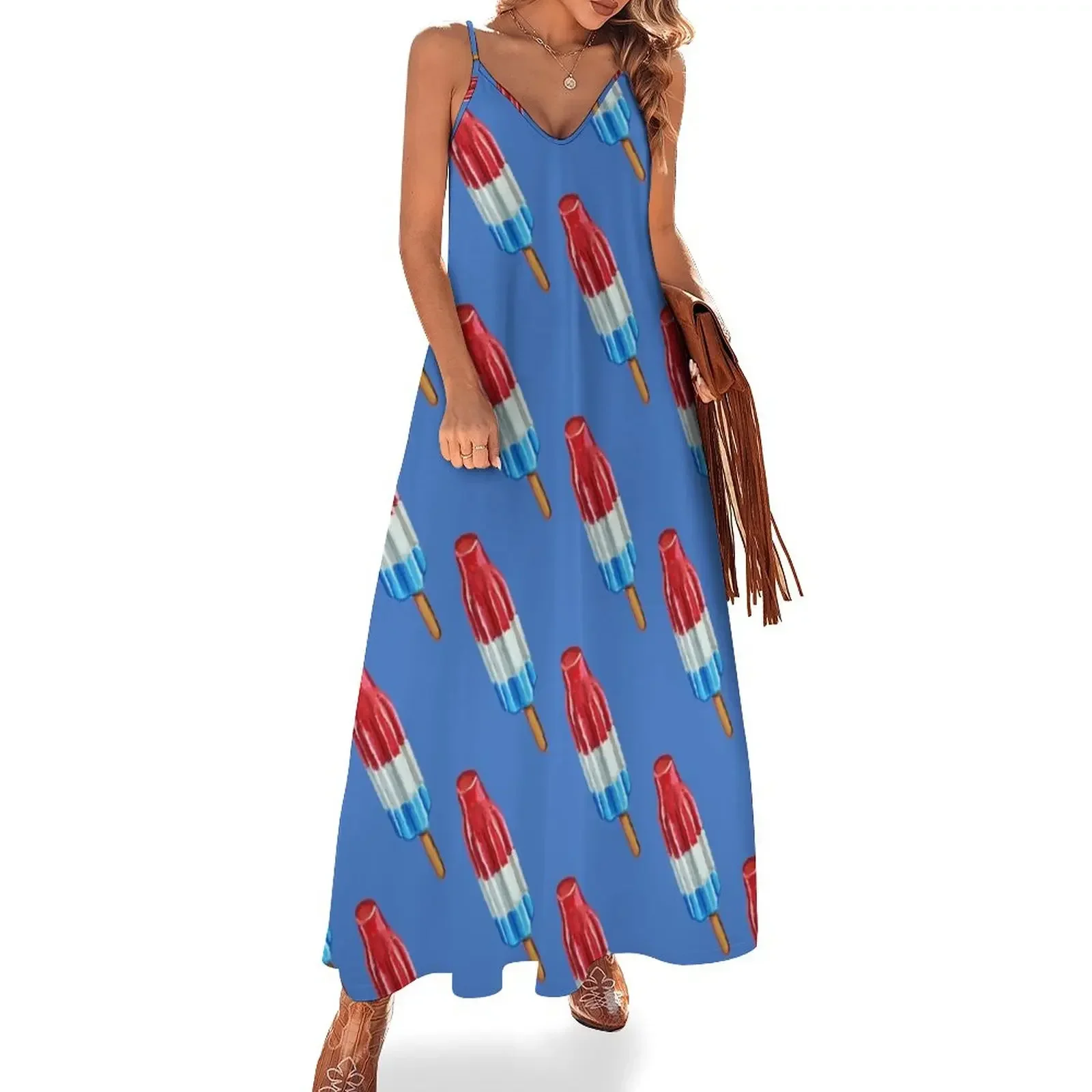 

Fun Rocket Pop Popsicle Pattern Sleeveless Dress long sleeve dresses dresses for womens Dress